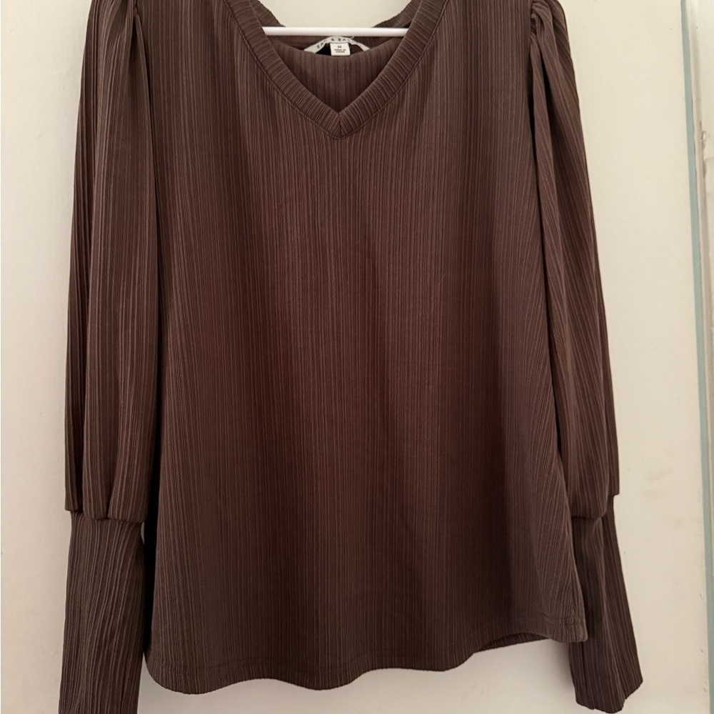 Zac & Rachel Chocolate Brown V-Neck Blouse